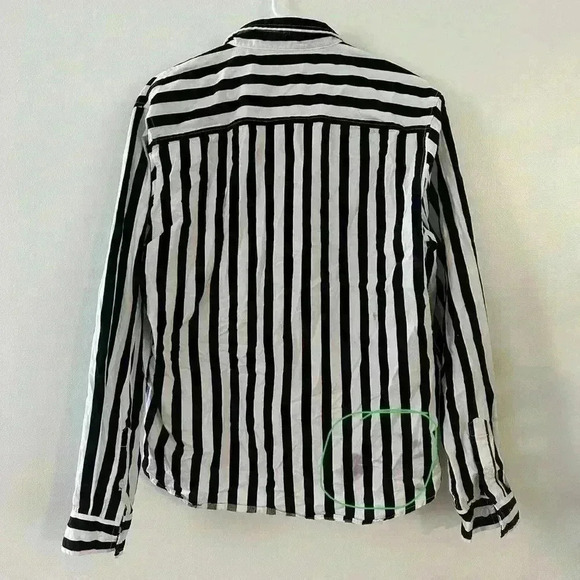 Disney X Forever 21 Mickey Mouse Shirt Slim Fit Stripe Long‎ Sleeve Large Mens - Picture 5 of 10